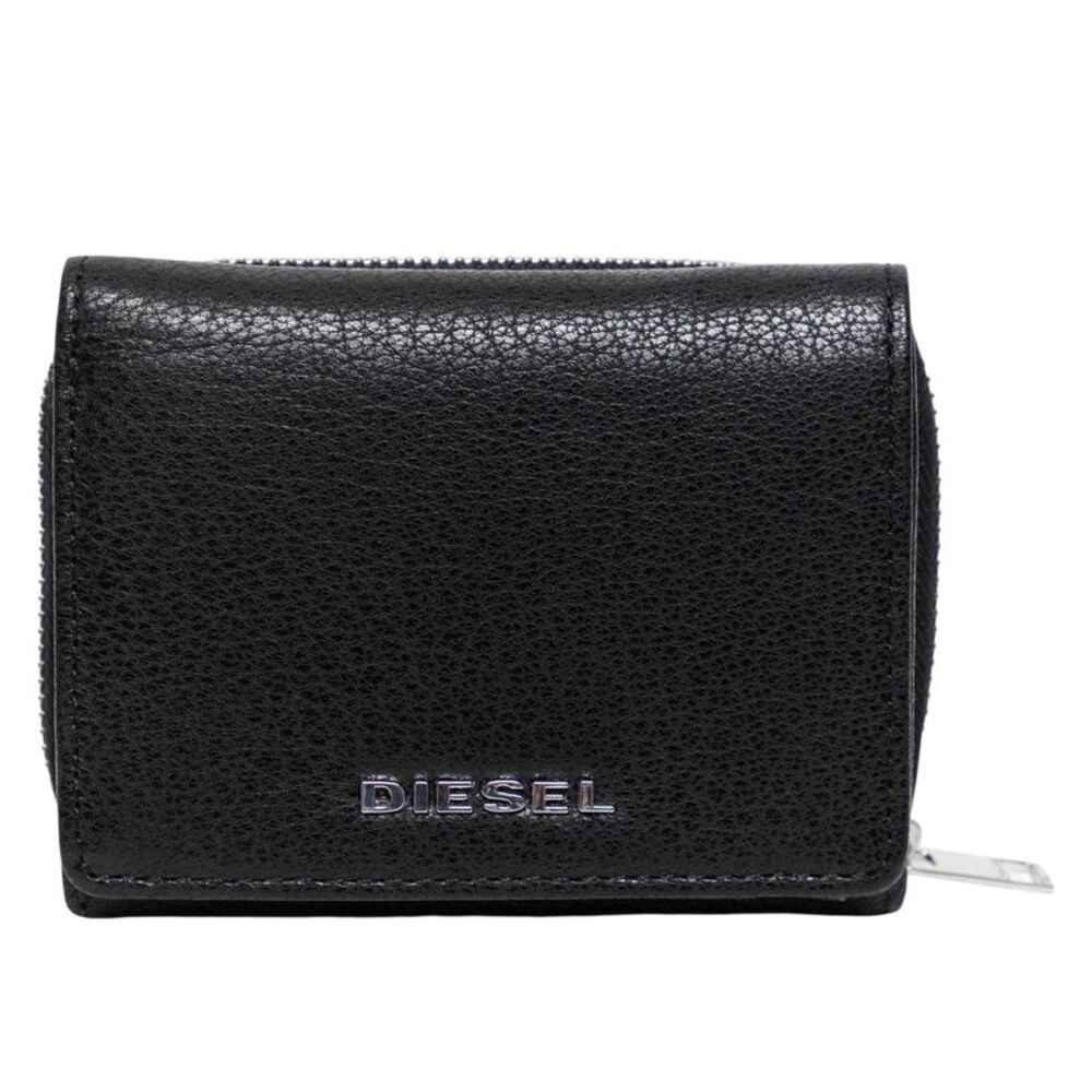 Diesel Mens Spejap Leather Trifold Wallet / Black/Light